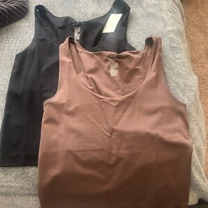 Women's Black and Brown Tank Tops